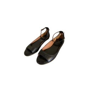 Lucky Brand Black Leather Open Toe Flats - Women’s Size 7